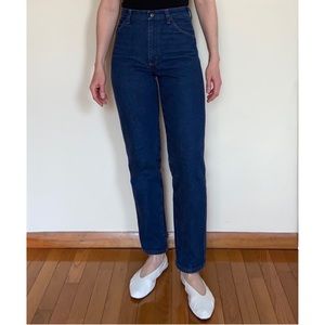 VINTAGE RUSTLER HIGH RISE 100% COTTON DENIM BLUE JEANS XS